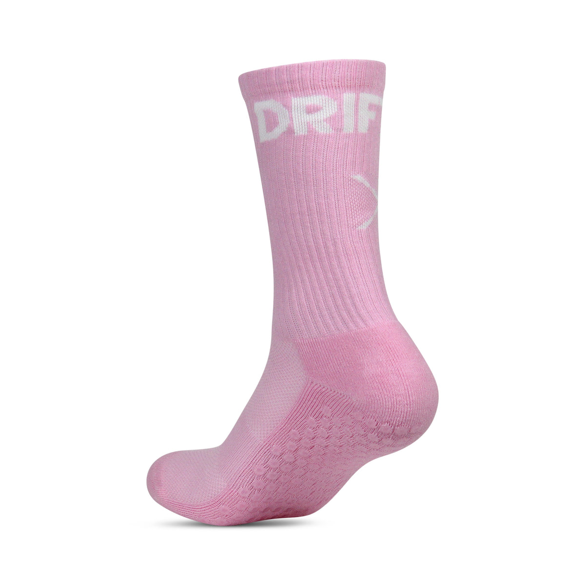 Pink non-slip Pilates grip socks with silicone grip sole