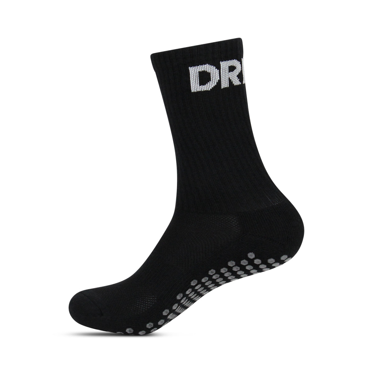 Black Pilates socks with full-sole silicone grip by DRIFT ACTIVE