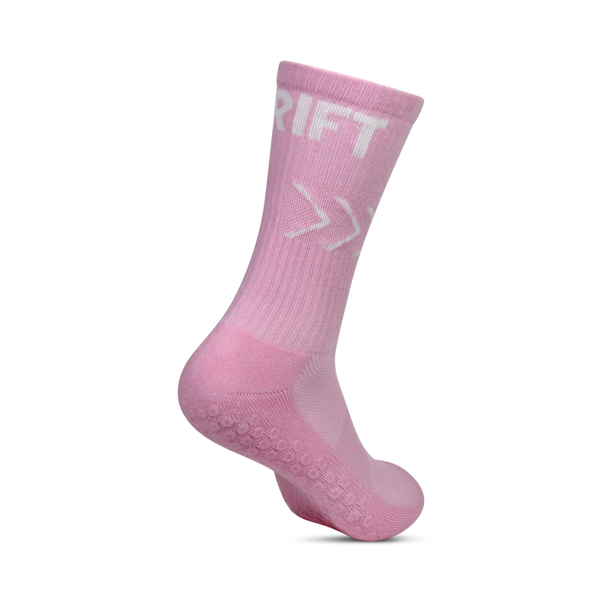 Pink non-slip Pilates grip socks with silicone grip sole